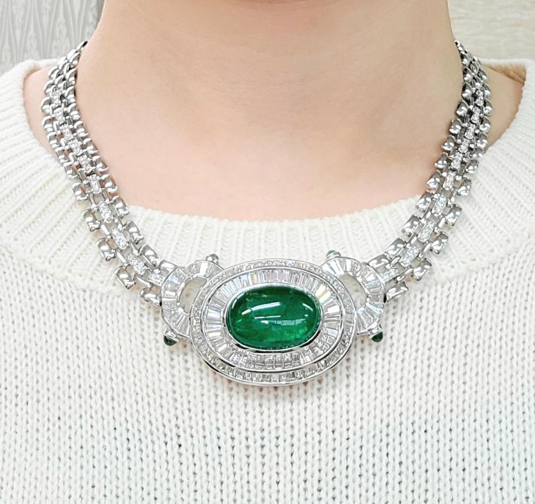 VIP Specifications! Top quality 16ct natural emerald 12ct natural diamond 18k gold K18WG white gold necklace [.identification reportWith]