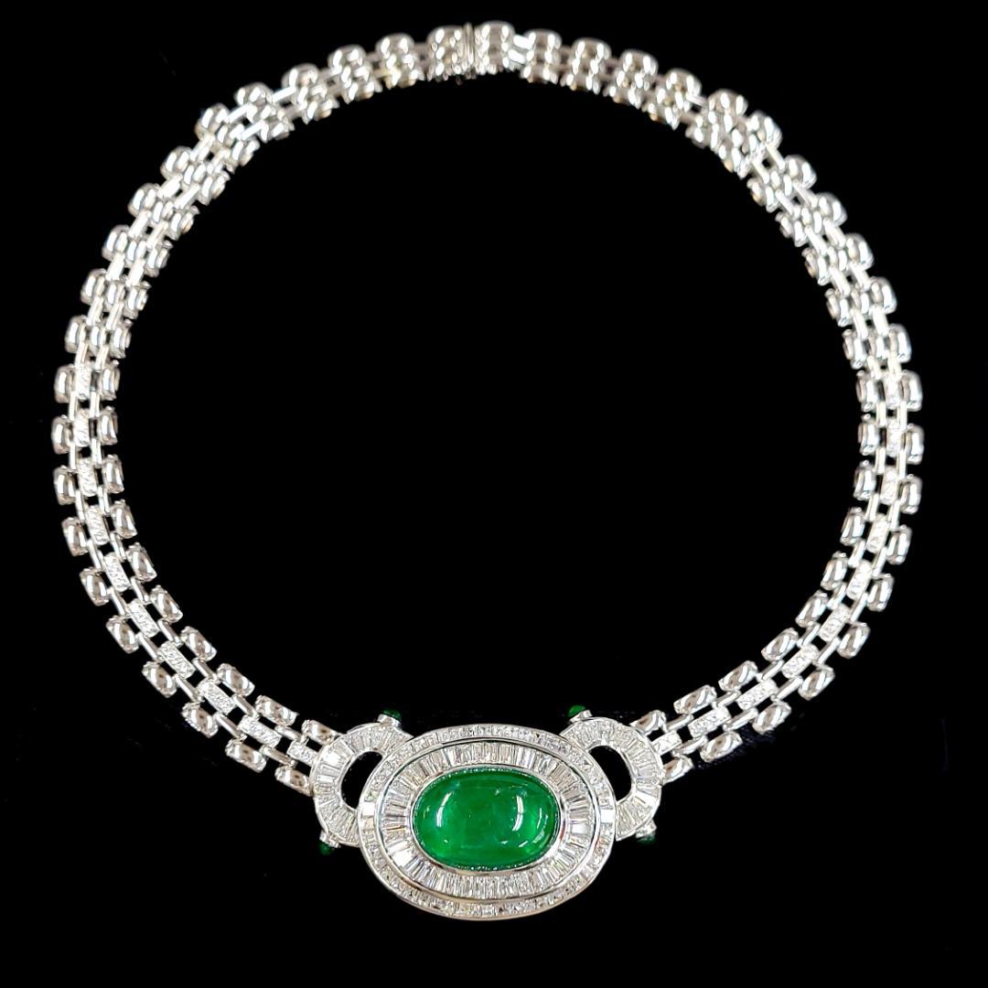 VIP Specifications! Top quality 16ct natural emerald 12ct natural diamond 18k gold K18WG white gold necklace [.identification reportWith]