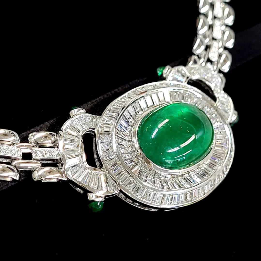 VIP Specifications! Top quality 16ct natural emerald 12ct natural diamond 18k gold K18WG white gold necklace [.identification reportWith]