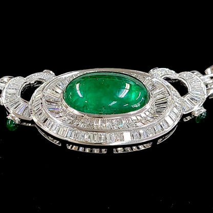 VIP Specifications! Top quality 16ct natural emerald 12ct natural diamond 18k gold K18WG white gold necklace [.identification reportWith]