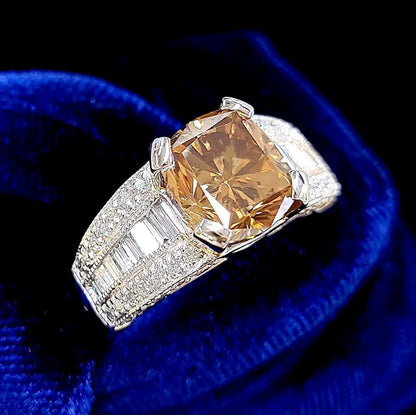 Fascinating brilliance 3.5ct fancy brown natural diamond Pt900 platinum ring ring [with grading report].