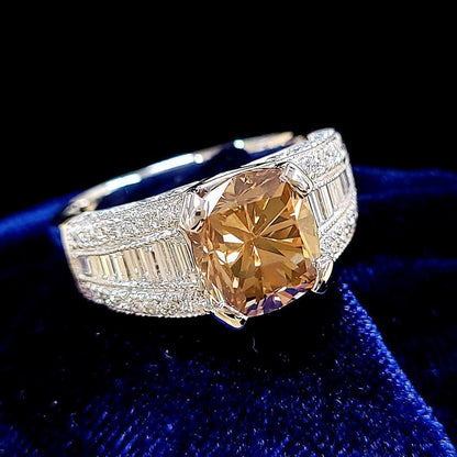 Fascinating brilliance 3.5ct fancy brown natural diamond Pt900 platinum ring ring [with grading report].