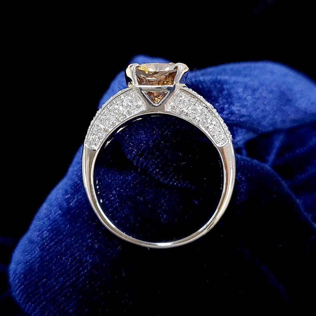 Fascinating brilliance 3.5ct fancy brown natural diamond Pt900 platinum ring ring [with grading report].