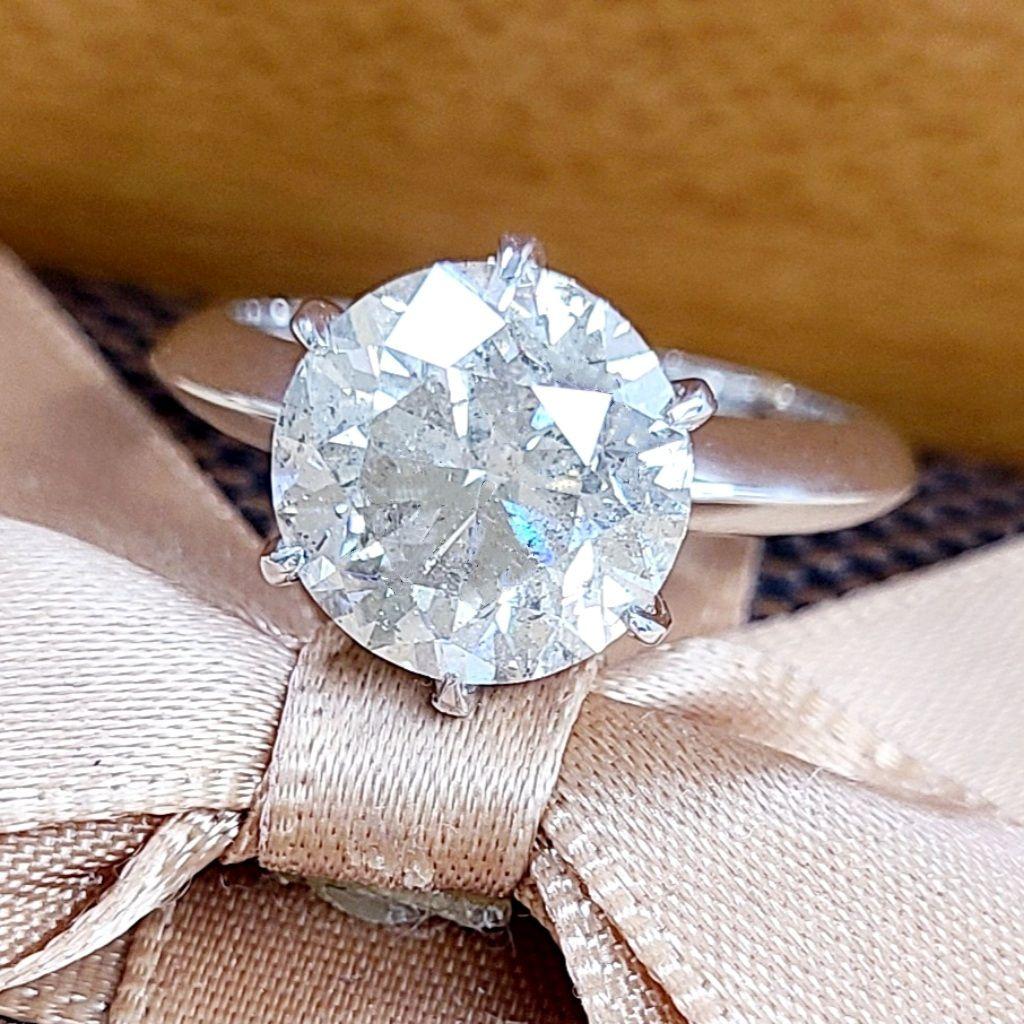 4.123ct 천연 다이아몬드 18K K18WG 화이트 골드 6송이 반지 반지 【감별서 포함】대粒！4.123ct 천연 다이아몬드 K18WG 화이트 골드 6송이 반지 반지