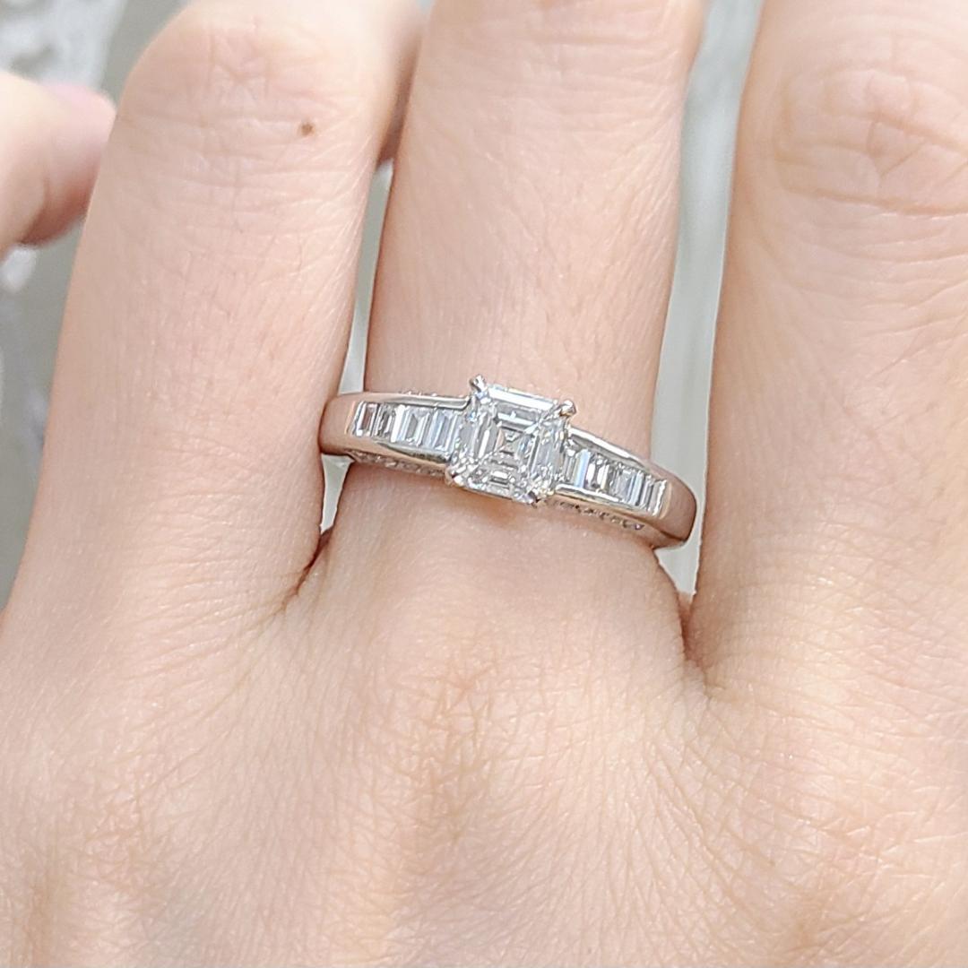 GIA 天然ダイヤモンドリング 1.01ct 鑑定書付、pt900