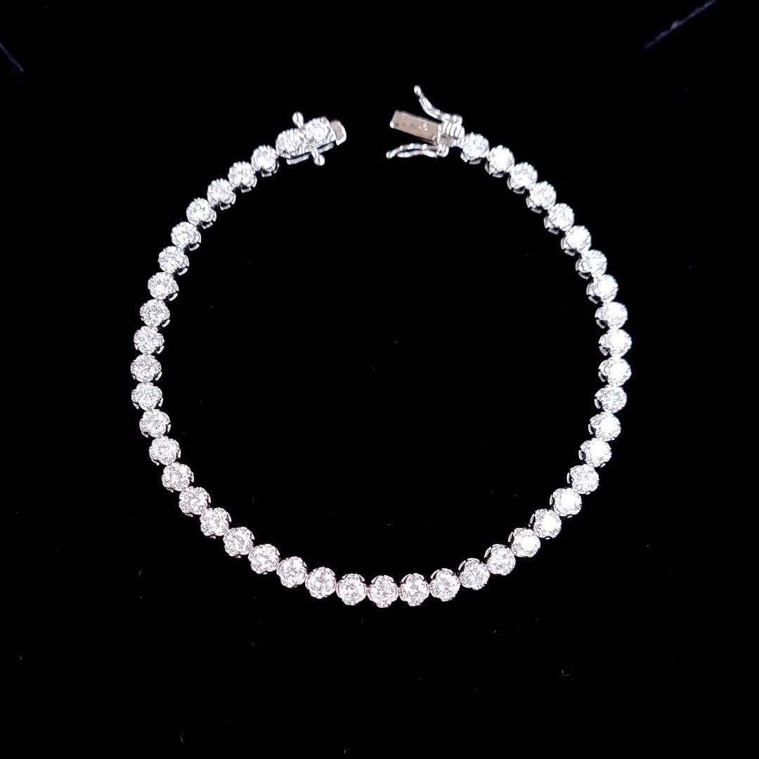 Colorless and high quality! 5ct Natural Diamond K18 WG White Gold Tennis Bracelet April Birthstone [identification report]