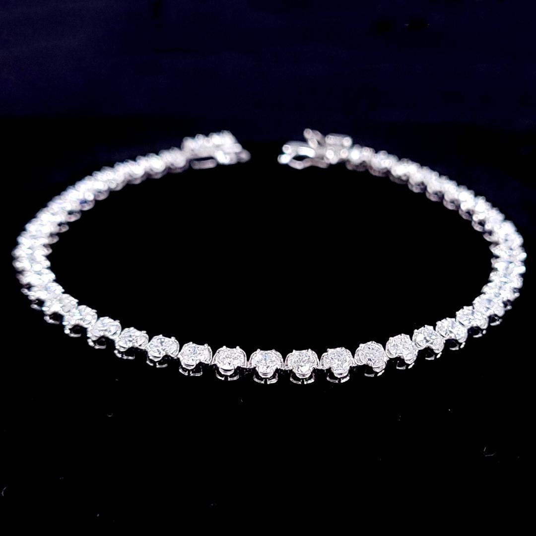 Colorless and high quality! 5ct Natural Diamond K18 WG White Gold Tennis Bracelet April Birthstone [identification report]