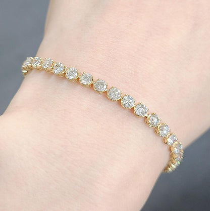 Very popular! Selected 5ct Natural Diamond 18k Gold K18 YG Yellow Gold Tennis Bracelet 【identification reportWith