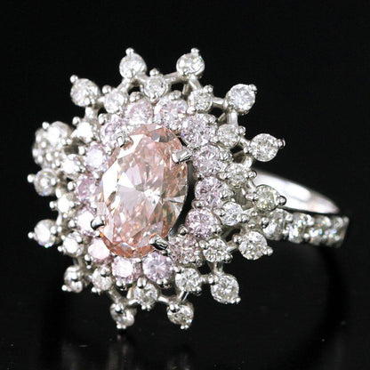 Rare! 1.016ct Fancy Orangy Pink Natural Diamond PT950 Platinum Ring Ring [grading reportFancy pink