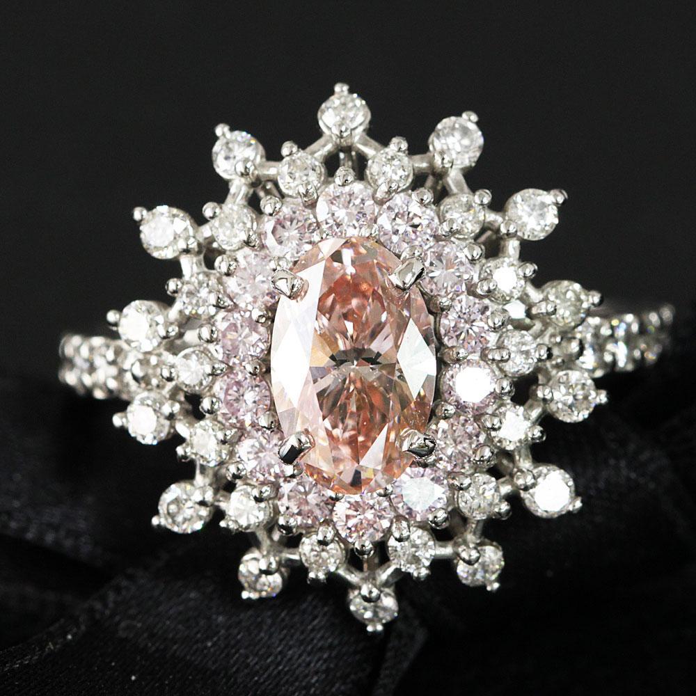 Rare! 1.016ct Fancy Orangy Pink Natural Diamond PT950 Platinum Ring Ring [grading reportFancy pink