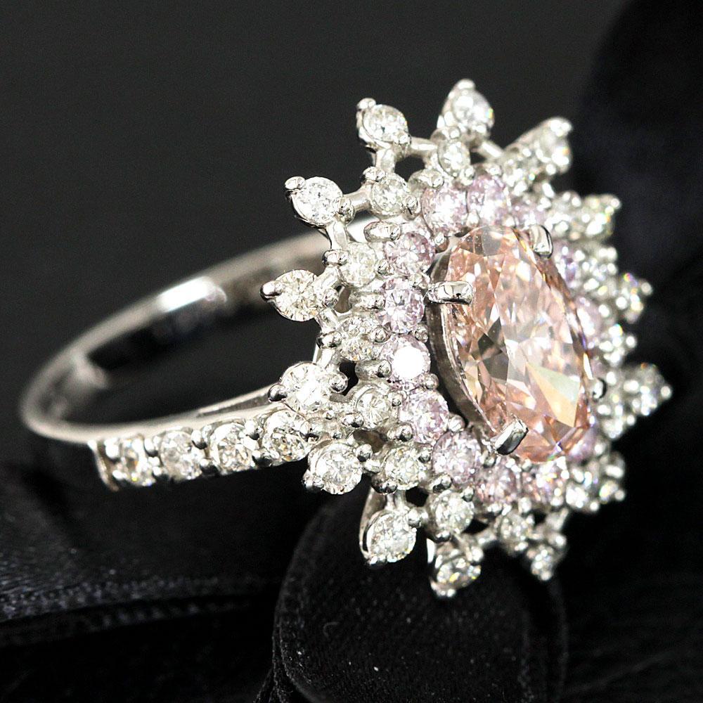 Rare! 1.016ct Fancy Orangy Pink Natural Diamond PT950 Platinum Ring Ring [grading reportFancy pink