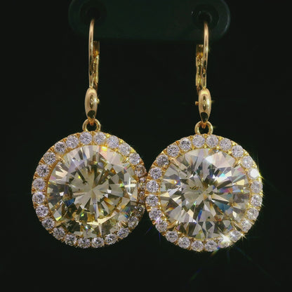 극상의 반짝임】 초대형 천연 다이아몬드 총 19.973ct 18K K18YG 옐로우 골드 드롭 귀걸이 【CGL 감정서 첨부】.