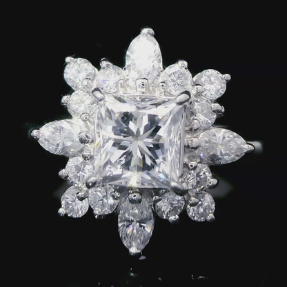 美品！Eカラー SI1 プリンセスカット 1.010ct 天然ダイヤモンド プラチナ PT850 リング 指輪【中央宝石研究所鑑定書付き】