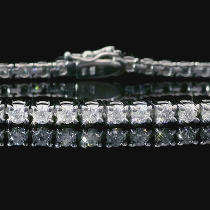 Light Runs! 3ct Natural Diamond K18 WG White Gold Square Tennis Bracelet 【Braceletidentification reportWith