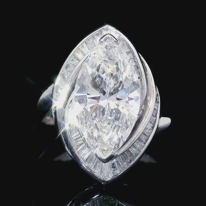 매우 희귀합니다! 큰 곡물! 3.305ct Type2A Marquis Cut Natural Diamond Platinum PT900 링 링 [CGL인증서로]