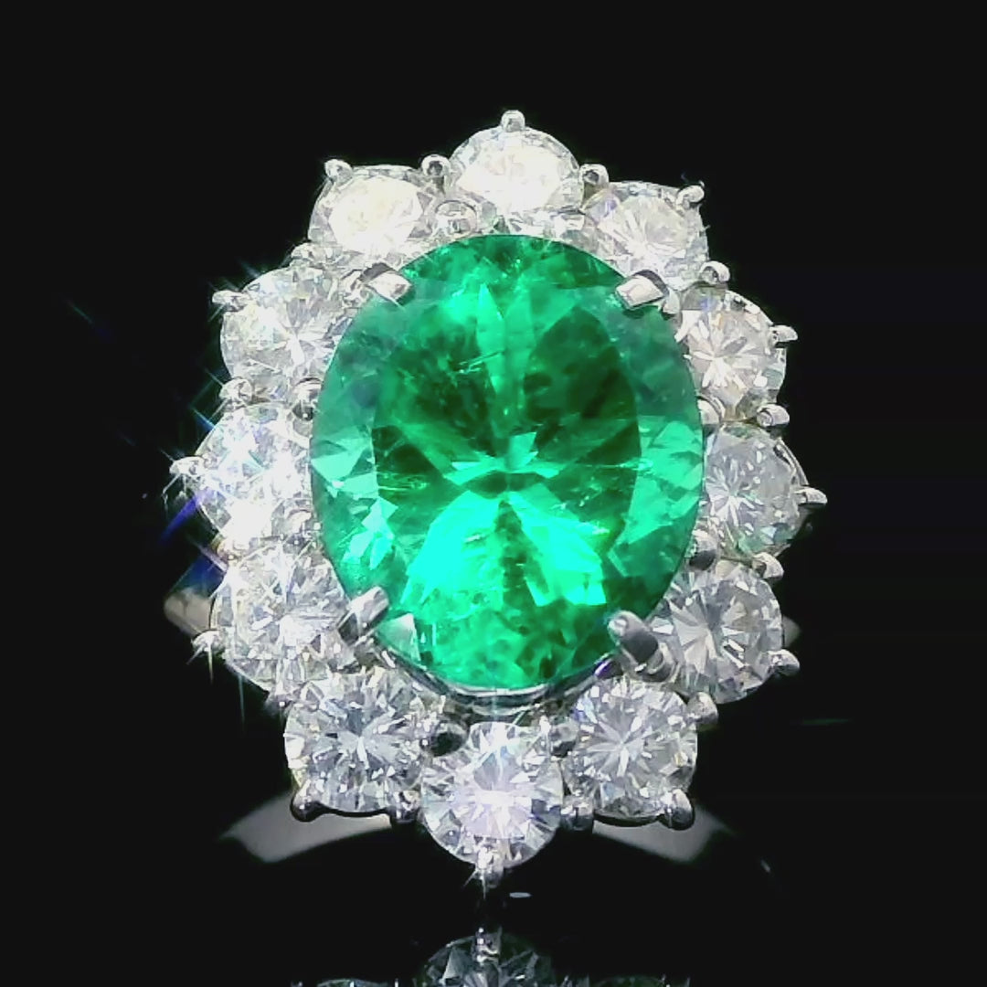 超特品！ コロンビア産 3.67ct 天然エメラルド1.82ct 天然ダイヤモンド Pt900 プラチナ リング 指輪 【GIA鑑別書付】 –  アメイジング工房