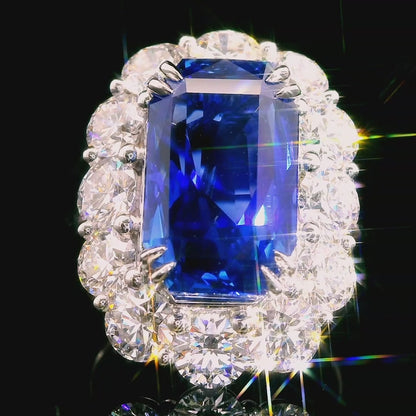 スリランカ産 大粒 10.14ct 非加熱 天然サファイア 3.72ct 天然ダイヤモンド プラチナ PT900 リング 指輪 9月の誕生石 【GIA・CGL鑑別書付】