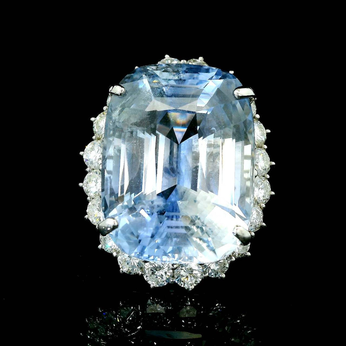 43.60ct 非加熱 天然サファイア ダイヤモンド Pt900 リング 正面