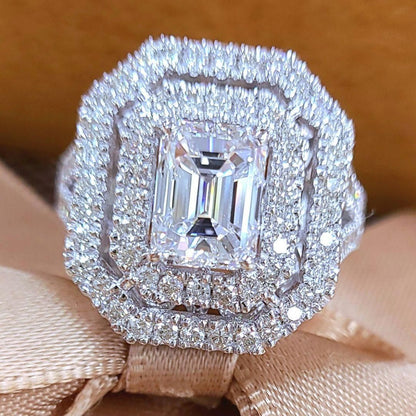 Superb 2ct Natural Diamond D VS1 Emerald Cut K18 WG White Gold Ring Ring April Birthstone 18k Gold with GIA Certificate