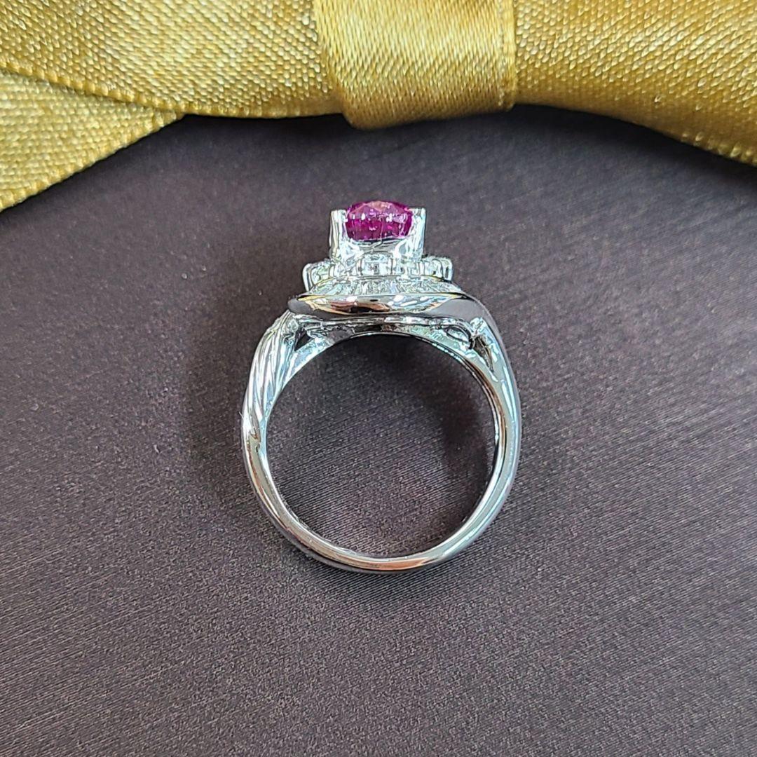 Super Rare 1.7ct Non -Heat No Heat Natural Pink Sapphire 1ct Natural Diamonds PT900 Platinum Ring Ring [차별적 책 비열 분석 결과]
