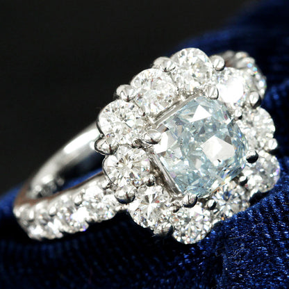 1.397CT SI天然藍色鑽石PT900白金環4月誕生石[中央珠寶研究所評估]