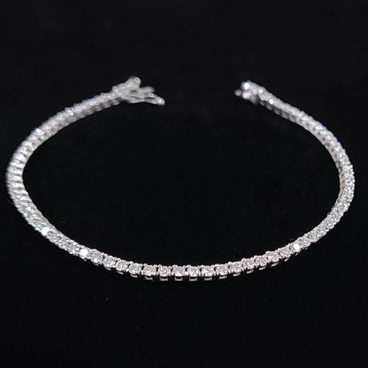 All D Color 2CT Natural Diamond K18 WG White Gold Tennis Bracelet 18 Gold [identification report]