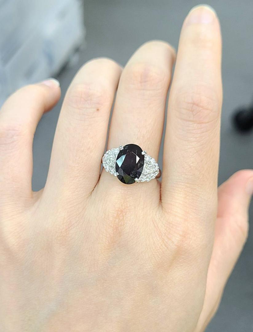 Color drastically changed! Large 3.5ct Natural Alexandrite Natural Diamond Pt900 Platinum Ring Ring with GIA Certificate of Authenticity