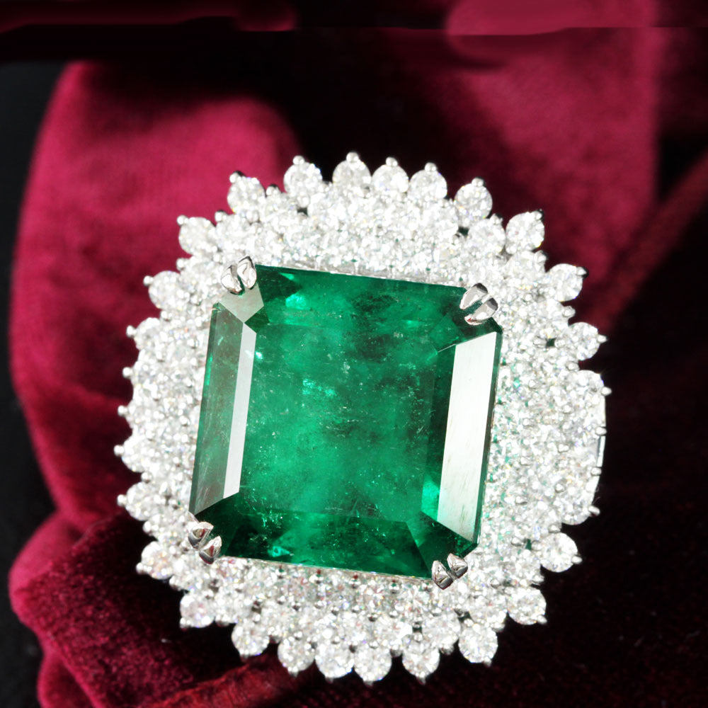 世界上最高质量的MZO哥伦比亚生动绿色20ct emerald pt900白金环[与GRS部门]