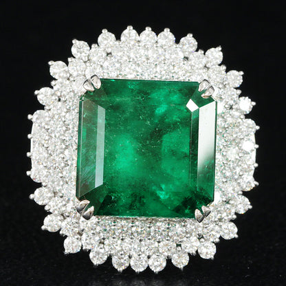 World's highest quality muzo Colombian vivid green 20ct UP emerald Pt900 platinum ring [with GRS certificate].