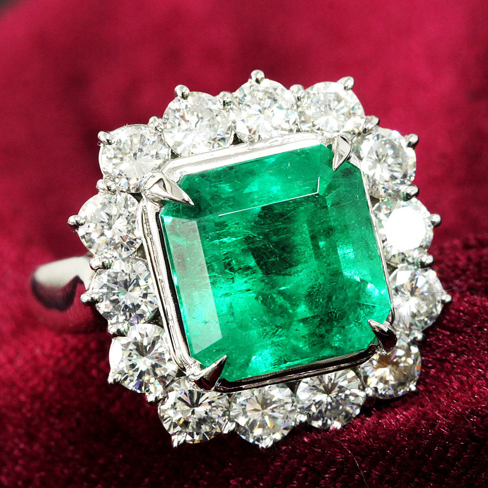 Top quality Colombian 6ct emerald Pt900 platinum ring with GIA certificate