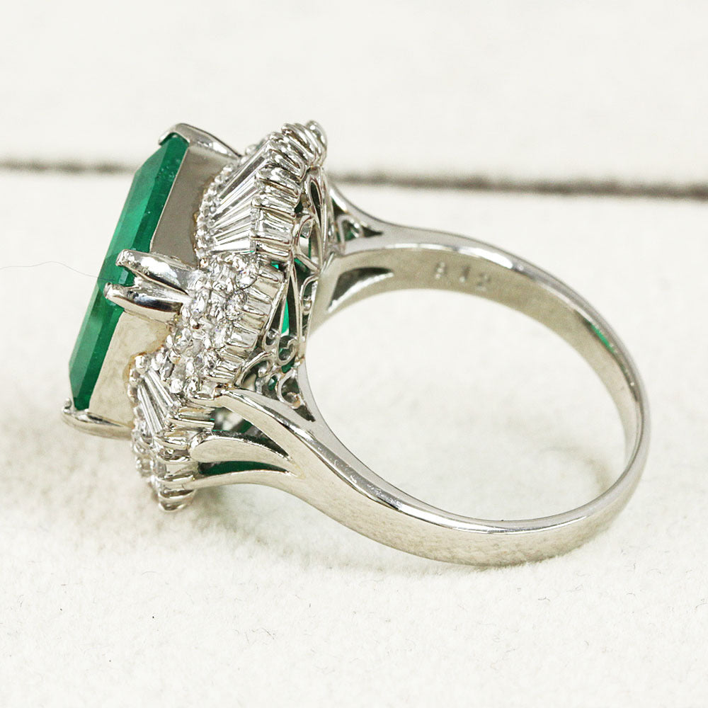 PT900 指輪/5.7g/D0.32 Emerald0.65/size12.5