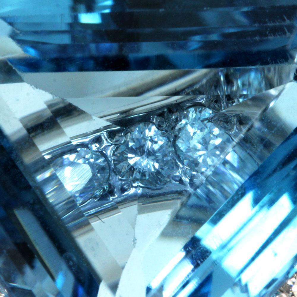 超大粒 23ct ブルートパーズ ダイヤモンド Pt900 プラチナ リング 11月の誕生石 【鑑別書付】