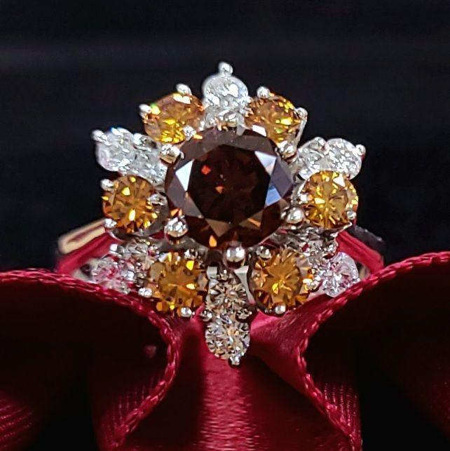 1ct UP ブラウンダイヤモンド K18 WG ホワイトゴールド リング 指輪 4 1ct UP ブラウンダイヤモンド K18 WG ホワイトゴールド リング 指輪 4