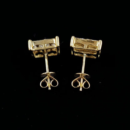 Jewelry Art! Total 1ct diamond K18 YG yellow gold square earrings with April birthstone 18k gold [with certificate].