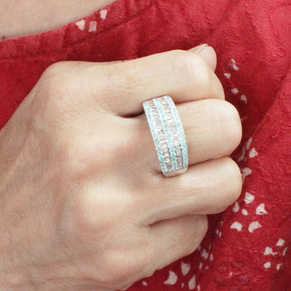 0.75ct 파라이바 토르말린 다이아몬드 K18 WG White Gold Eternity Ring  [감별서]