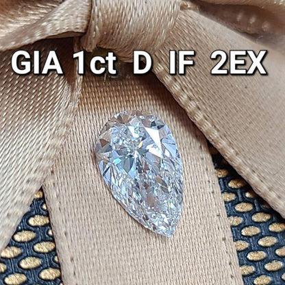 World's highest quality! Loose 1ct D IF 2EX pear-shaped natural diamond [with GIA certificate].