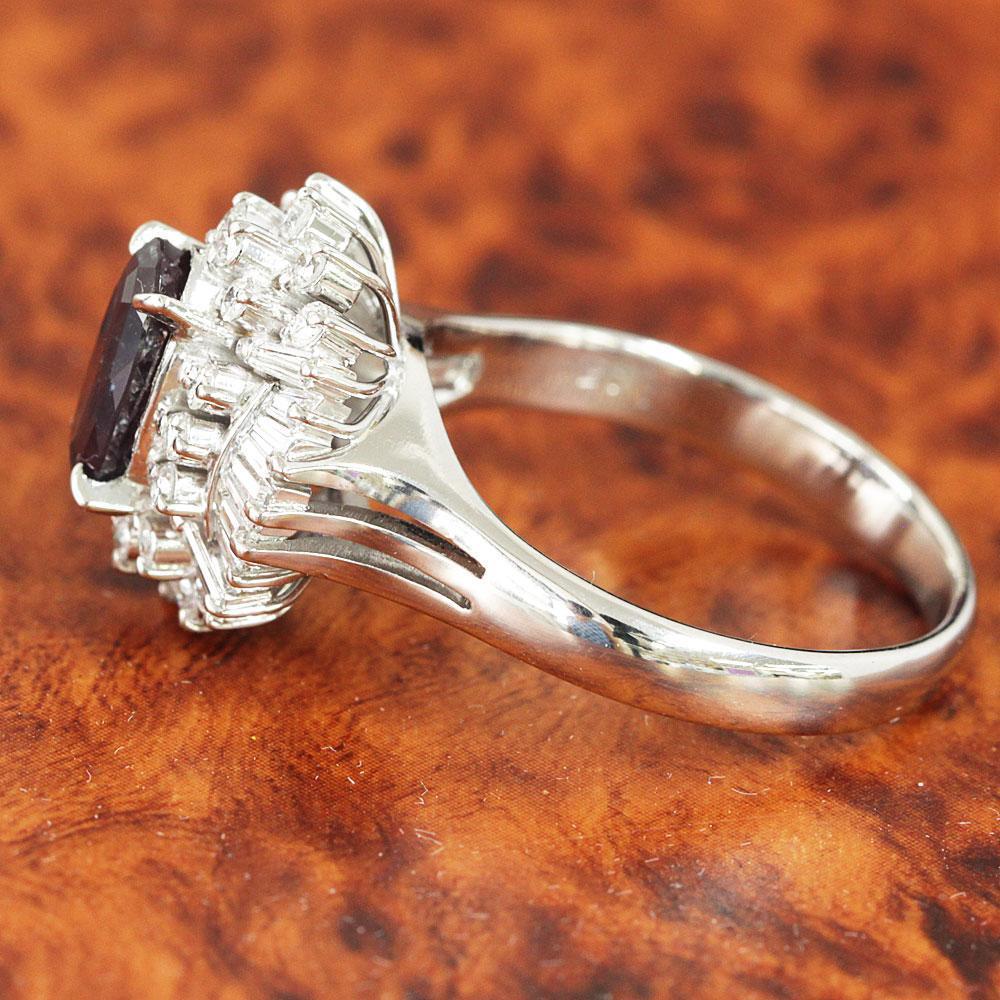 ロシア産 1.45ct アレキサンドライト ダイヤモンド Pt900 プラチナ リング 指輪 【GIA鑑別書付】