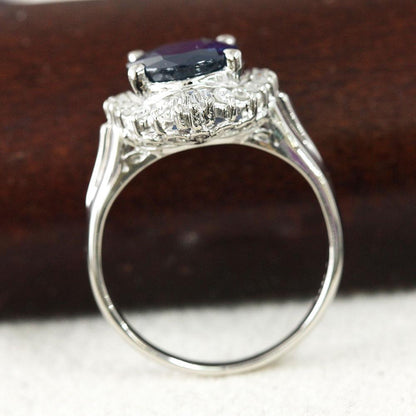 3.26ct Sapphire Diamond Pt900 Platinum Ring with Certificate of Authenticity