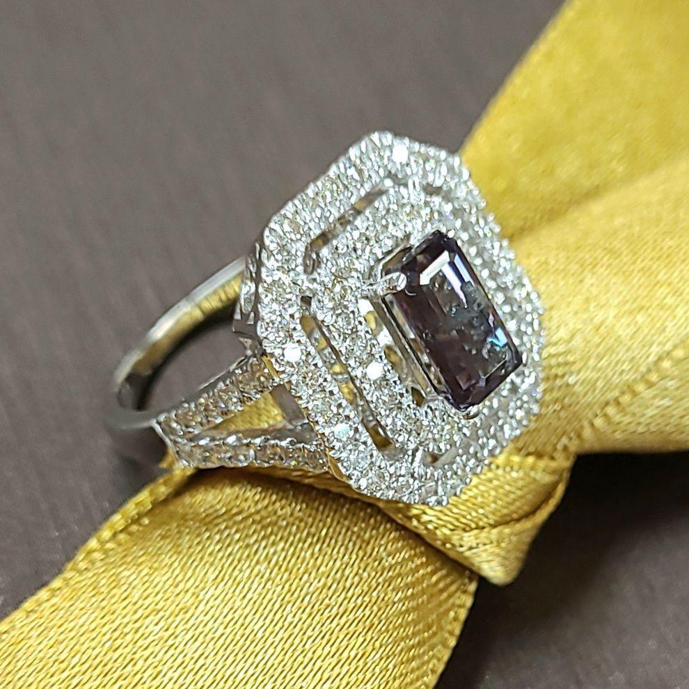 超希少！宝石の王！ 1.38ct アレキサンドライト ダイヤモンド K18 WG