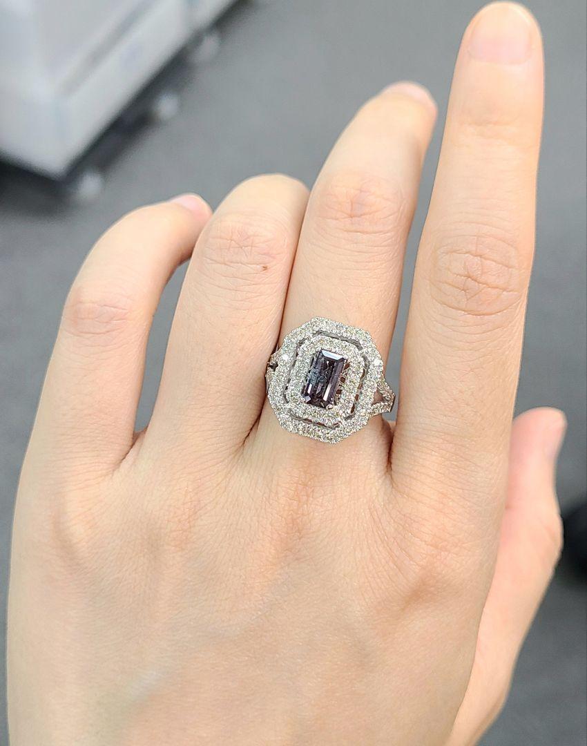 超希少！宝石の王！ 1.38ct アレキサンドライト ダイヤモンド K18 WG ホワイトゴールド リング 指輪 6月の誕生石 18金 【鑑別書付】