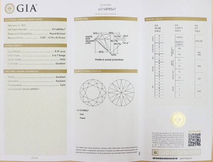 8.39ct VVS-2 3excellent Natural Diamond Ruth [GIA 평가]