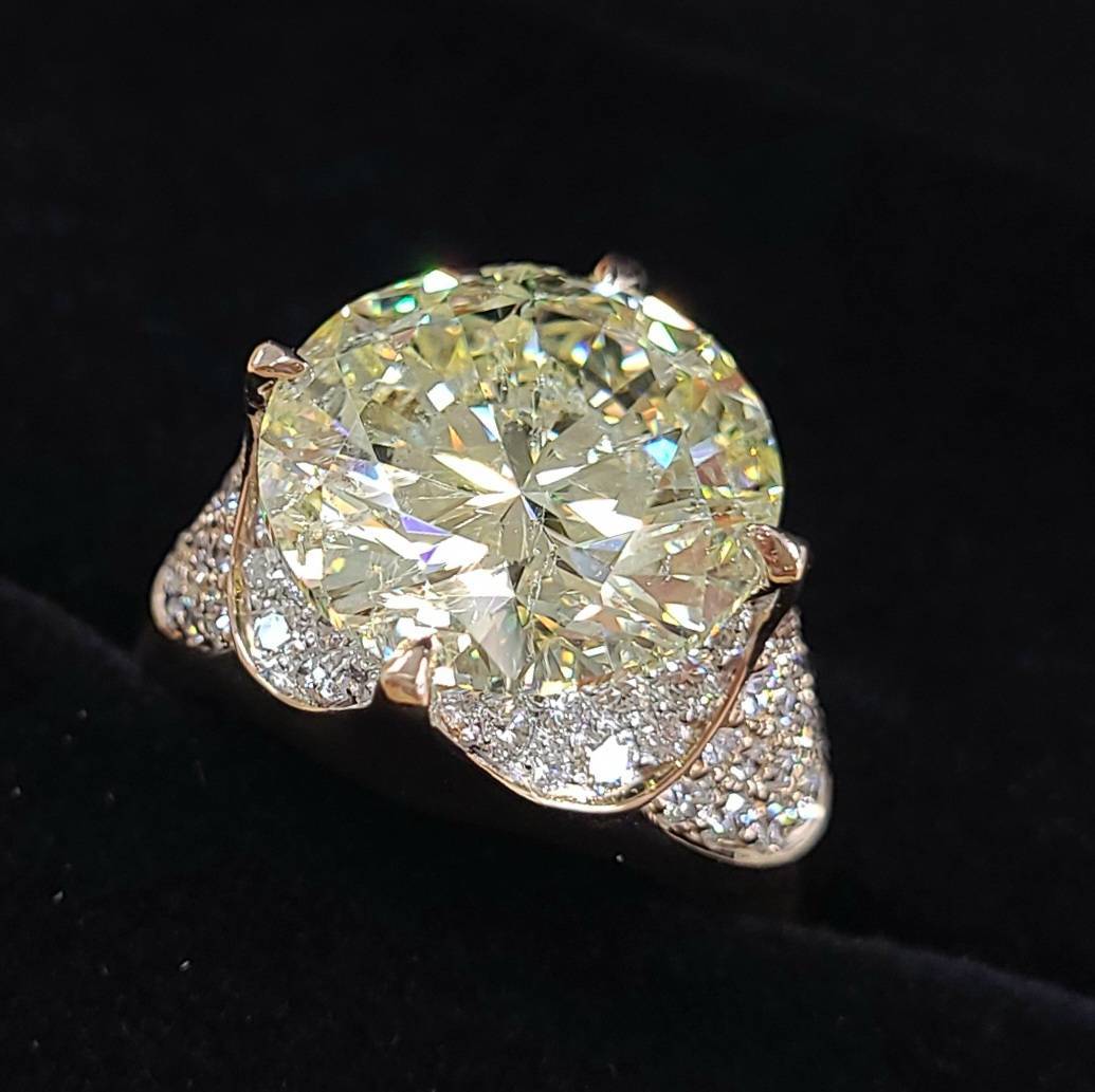 特大 圧倒のボリューム 10.467ct 天然 ダイヤモンド K18 PG ピンクゴールド リング 指輪 4月の誕生石 18金 【中央宝石研究所鑑定書付】