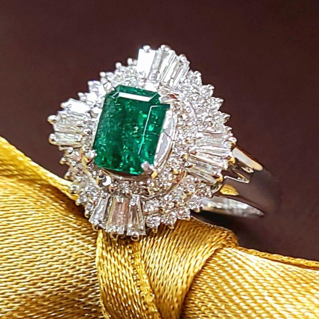 超特品! 0.75ct エメラルド 0.63ct ダイヤモンド Pt900 プラチナ