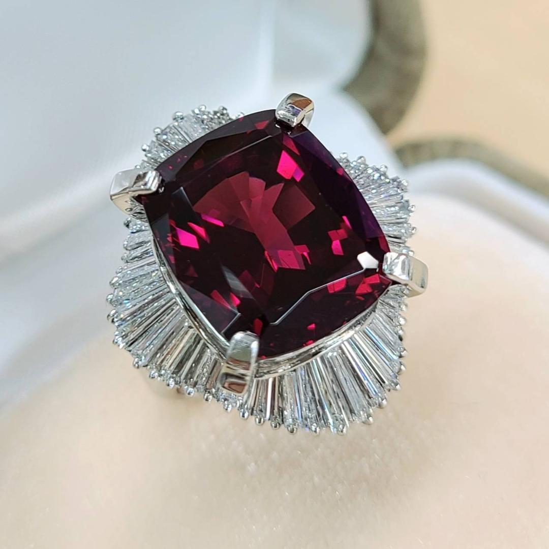 大粒！ プラチナ ガーネット ダイヤモンド リング 2.94ct Pt 《新品》