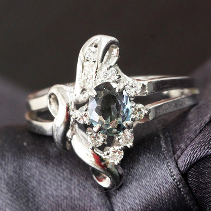 Color drastic change 0.34ct alexandrite diamond Pt900 platinum ribbon ring ring June birthstone [with certificate].