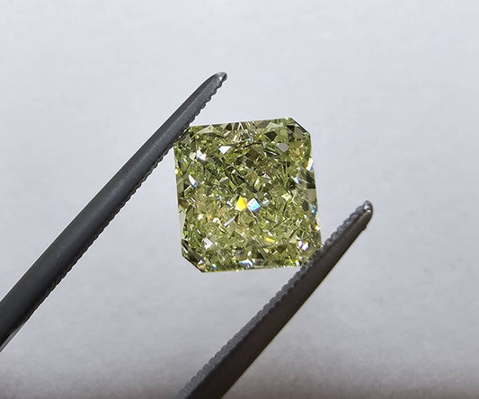 Super rare 3CT FANCY INTENSE GREEN YELLOW Natural Diamond loose Nude stone square cut [GIA grading report]