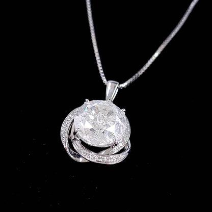 Ultra-rare and extremely inexpensive! Large 10.23ct natural diamond Pt900 platinum pendant necklace with April birthstone certificate.