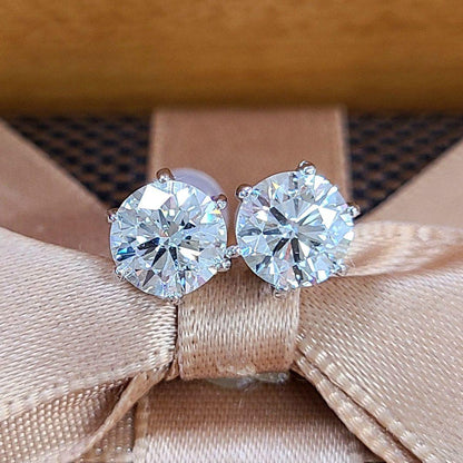 Powerful! Total 2ct diamond VS K18 WG white gold 6 claw earrings [with sorting].