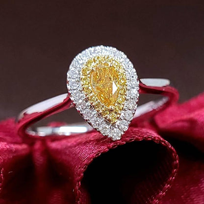 天然黃色鑽石鑽石K18 wg yg白金黃金成對戒指戒指18金四月誕生石