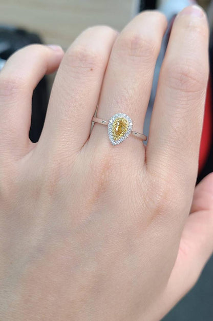 天然黄色钻石钻石K18 wg yg白金黄金成对戒指戒指18金四月诞生石